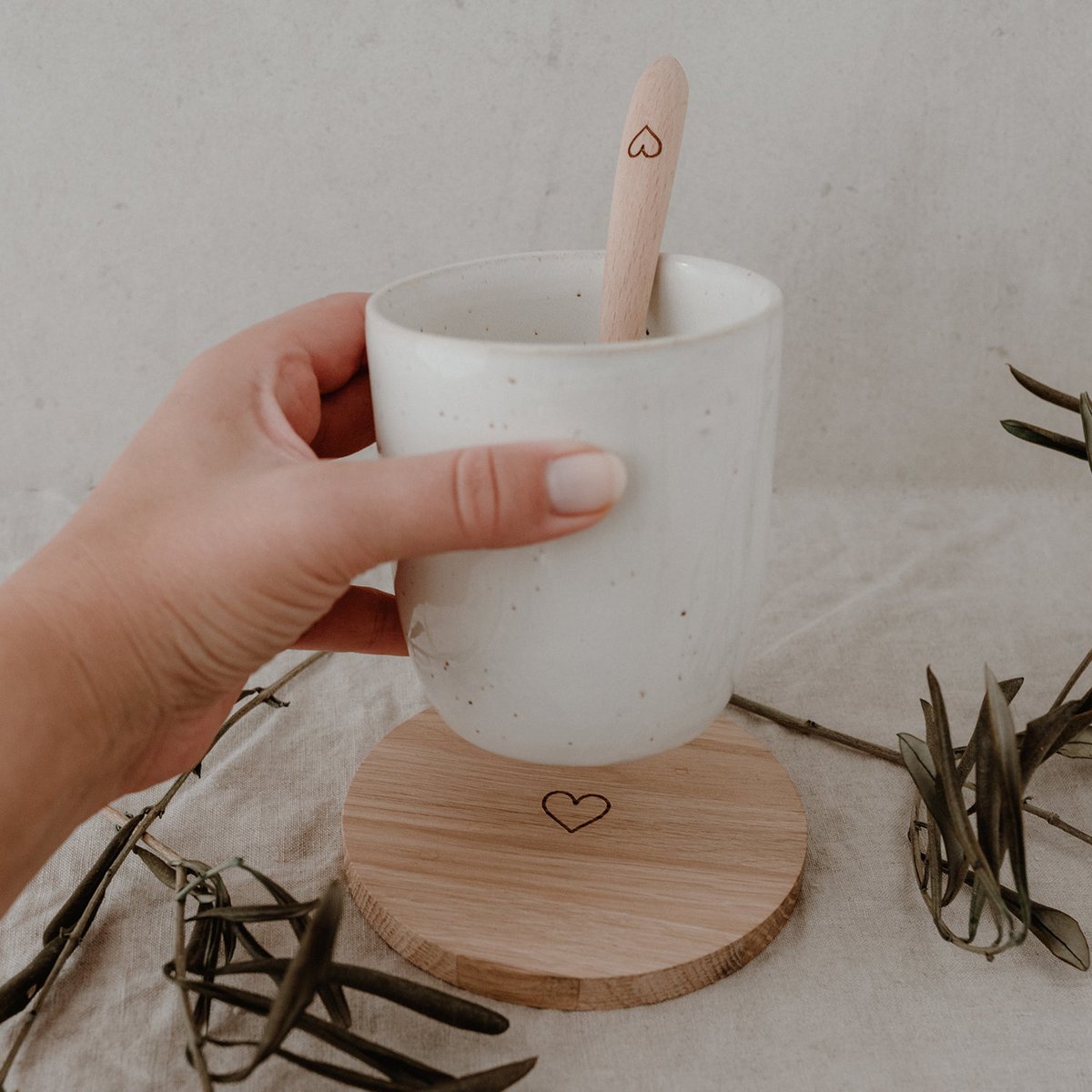 Onderzetter eikenhout hart