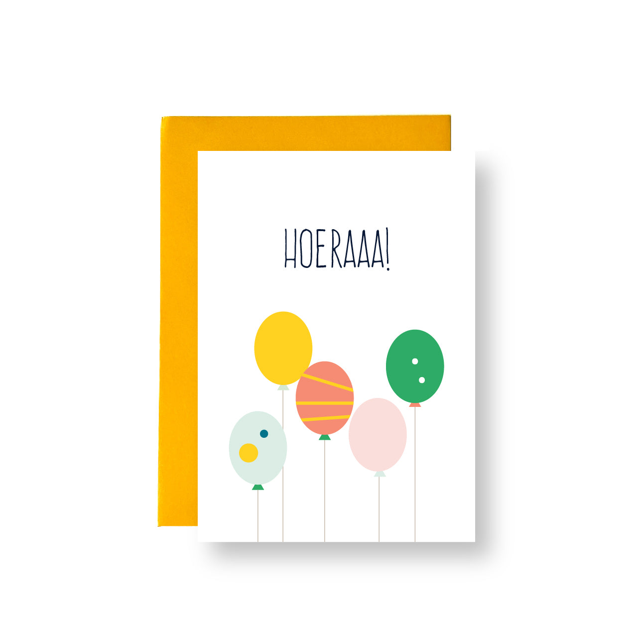 Wenskaart Hoeraaa! - ballonnen