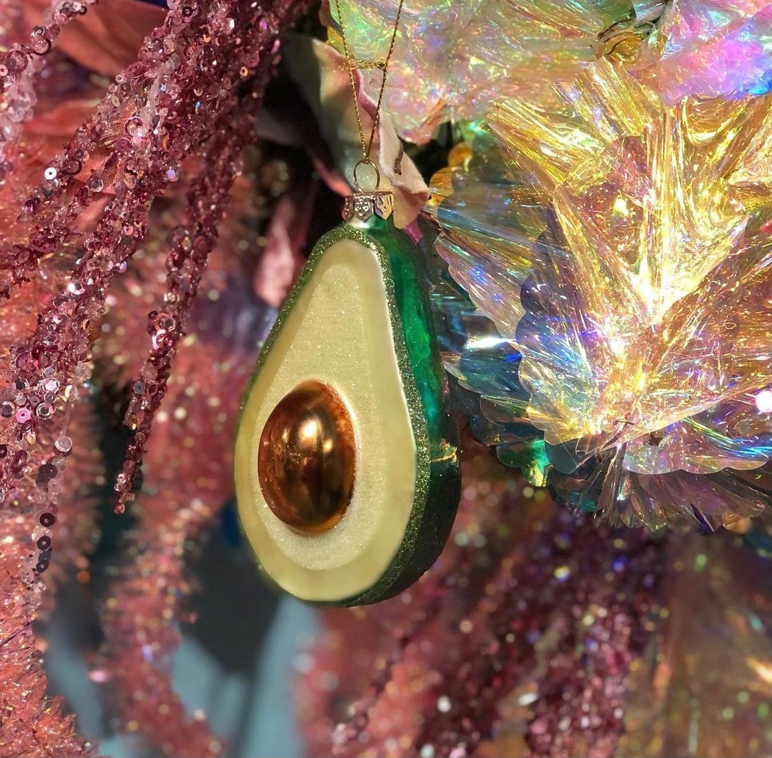 Halve avocado Kerst ornament glas