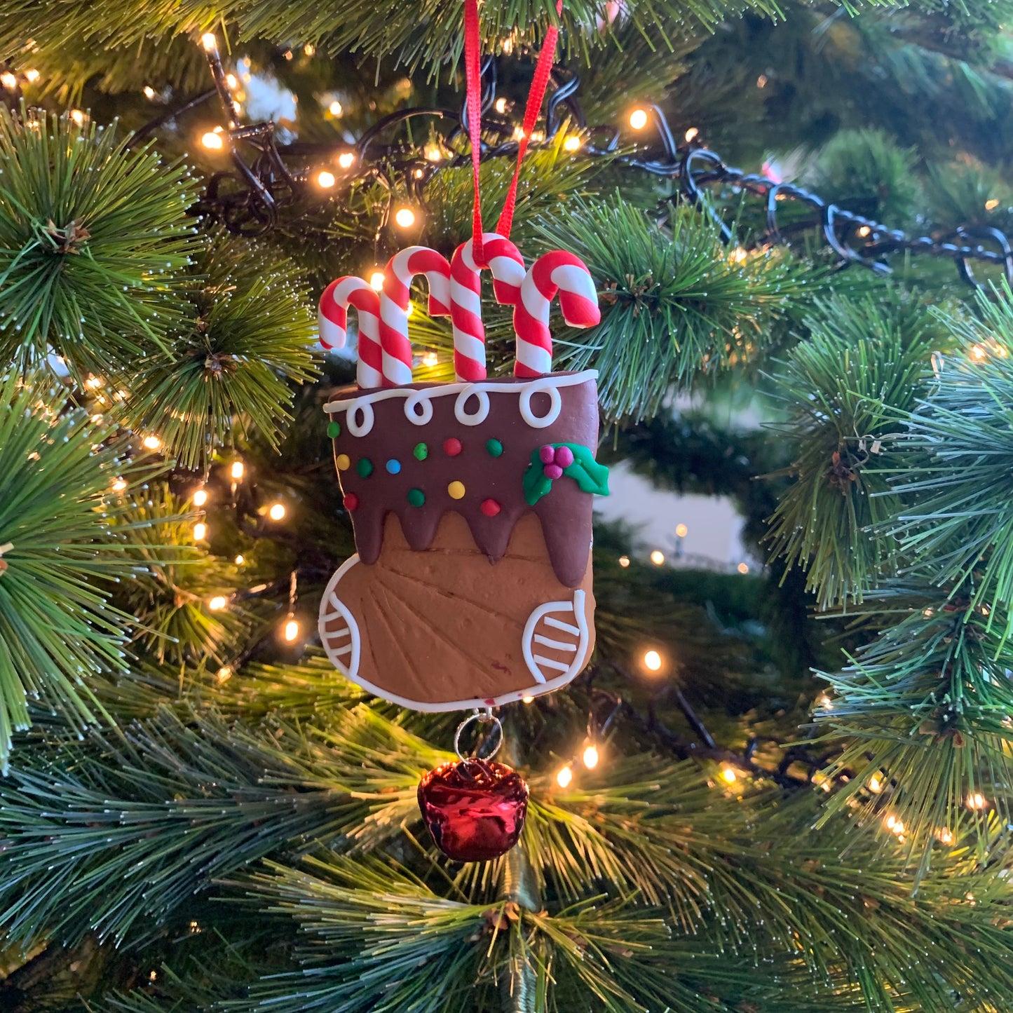 Peperkoek kerstboom en kerstsok ornament - 2 stuks