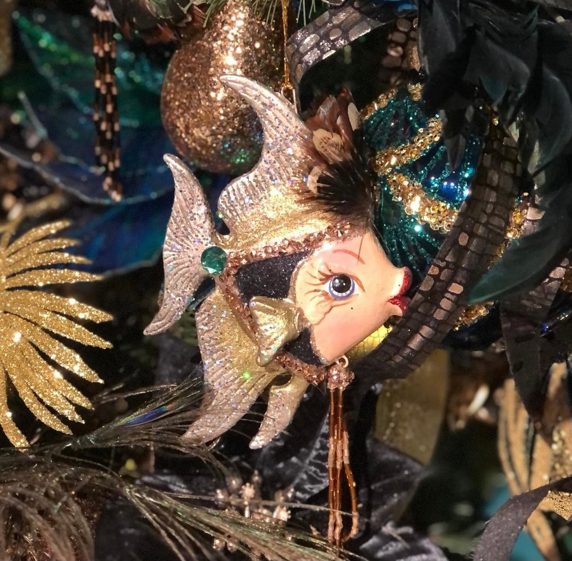 Vissen “Art Deco” ornament glas - 2 stuks