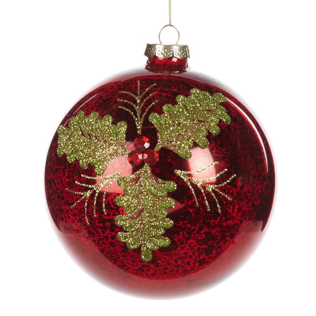 Hulst kerstbal groot glas
