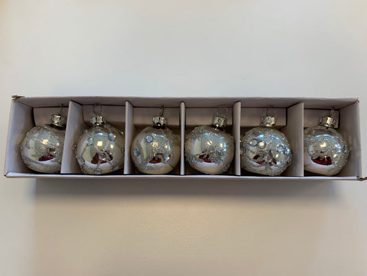 Glazen naamhouders kerstbal - 6 stuks