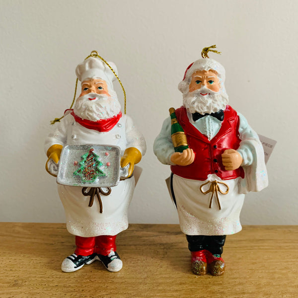 Kerstman Ober & Kok ornament - 2 stuks