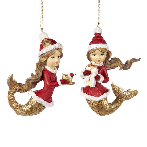 Kerst zeemeermin ornamenten - 2 stuks