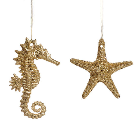 Zeepaardje en zeester ornament - 2 stuks
