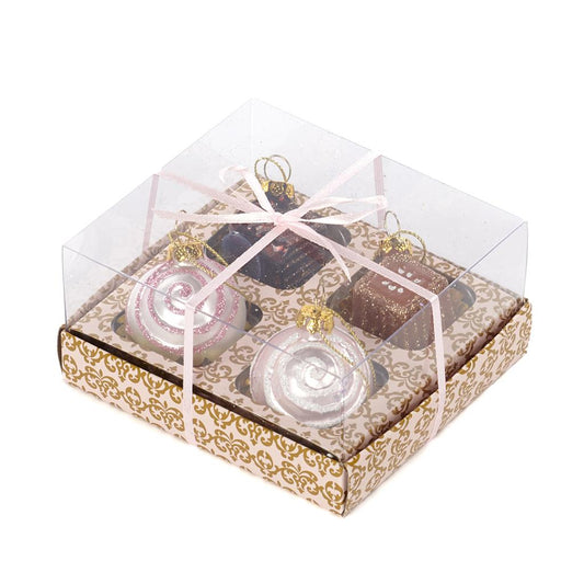 Chocoladedoos bonbons ornamenten glas - 4 stuks