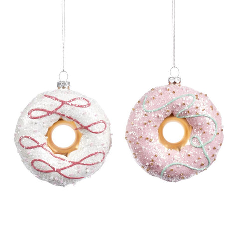 Donut ornament glas - 2 stuks